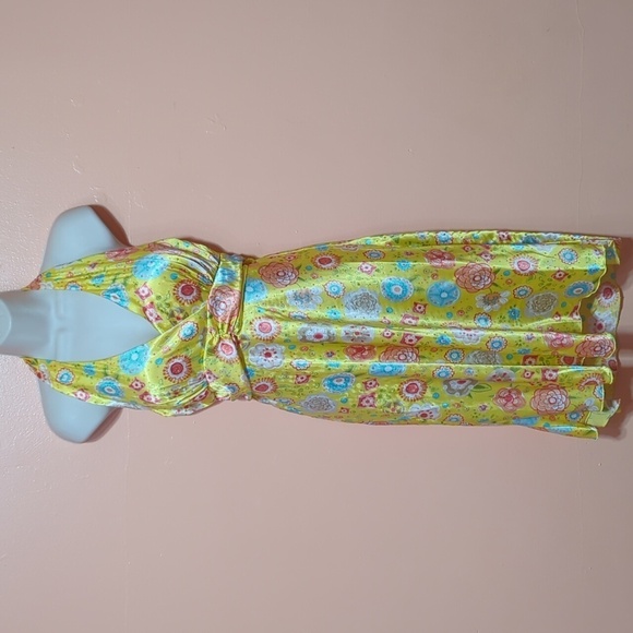 4U Design USA Halter Sun Dress Babydoll Fairy Coquette Satin Floral Belt… - Picture 1 of 8